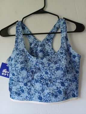 NWT Joy Lab Light Blue Floral Racerback Crop Sports Bra